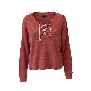 Abercrombie & Fitch lace up waffle knit top, small